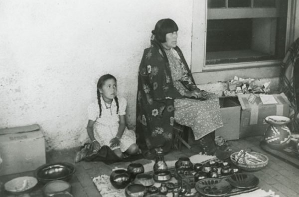 Woman and Child Selling Indigenous Art at Santa Fe Indian Market
