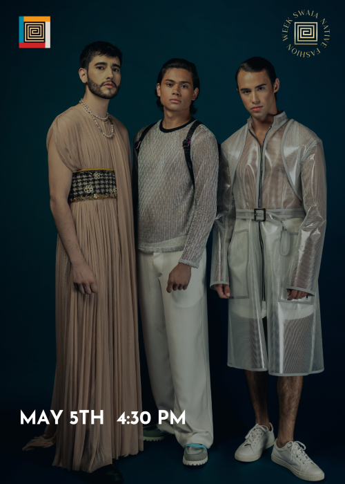 three models for Santa Fe Indian Market Fashion Show styled by designer Orlando Dugi